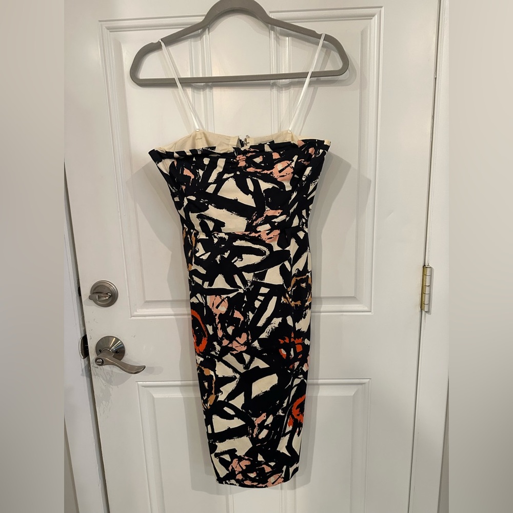 J. Crew size 0 strapless cocktail dress with pockets. Abstract print